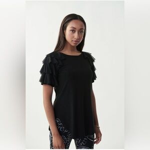 Joseph Ribkoff top with ruffled sleeves